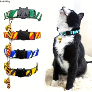 4-Pack Striped Tuxedo Pet Collar with Bell - Cute Gentleman Charm Cat Bowtie for Wedding Party, Adjustable Formal Puppy Neckwear, Aesthetic Dogs Holiday Dress Up Grooming Accessories
