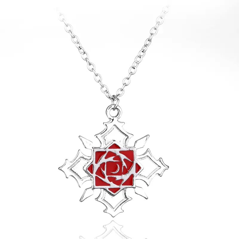 Janpanese Anime Vampire Knight Rose Flower Logo Metal Necklace Yuki Kaname Zero Yuuki Manga Necklace Charm Pendant