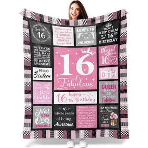 Sweet 16 Gifts for Girls - Cozy Blanket , 16th Birthday Present for Teens, Unique Party Decoration, Perfect Sweet Sixteen Gift Ideas for Teenage Girls
