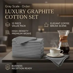 12-Pack High-End Minimalist Napkins, No Print No Embroidery, High-Density Combed Material, Industrial Folding, Absorbent, Durable, Eco-Friendly