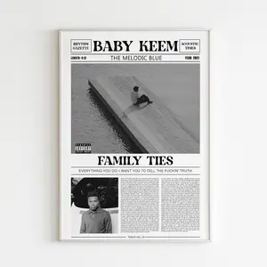 Baby Keem Retro Newspaper Print / Family Ties Poster No Frame / Lyrics Print / The Melodic Blue Poster / Music Gift / Music Gift/ Fans Gift