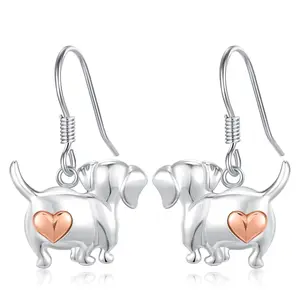 DRINSPER 925 Sterling Silver Dachshund Earrings Wiener Dog Earrings