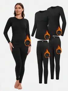 4 Pack Thermal Underwear for Women Long Johns Ultra Warm Fleece Lined Athletic Base Layer Tops & Bottom Pajama
