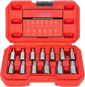 13 count Screw Extractor Set, Hex  Multi-Spline Easy Out Bolt Extractor Kit Stripped Allen Screw  Chrome Molybdenum Alloy Steel Remover Tool for Broken Rounded Rusted  Screws Nuts