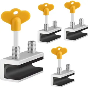 4 Sets Sliding Security Window Locks with Key, Adjustable Security Window Stoppers for Vertical & Horizontal Sliding Windows and Sliding Doors, Ideal for Patio Bedroom Home and Office