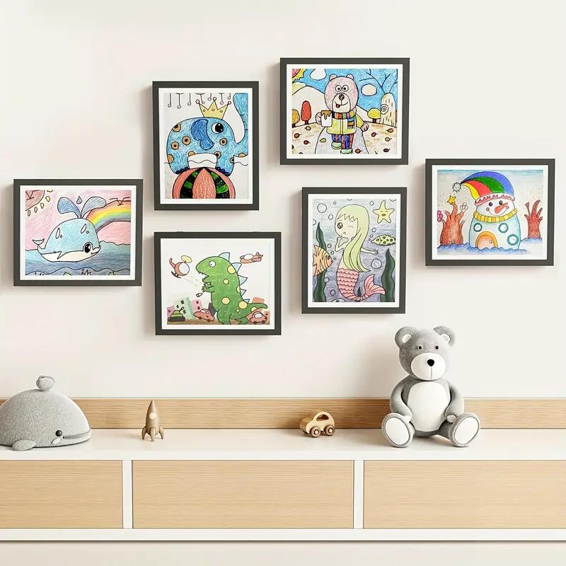 Kids Artwork Frames Changeable, 8.5x11in Kids Art Frames Front Opening, Children Art Projects Kids Art Frames Picture Frames for Kids Drawing, Crafts and Photos, Holds 130pcs Decor Wood