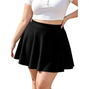 Plus Size Skater Skirt for Women Stretchy Flared Casual High Waisted Mini Skirt for Daily Theme ParksGift