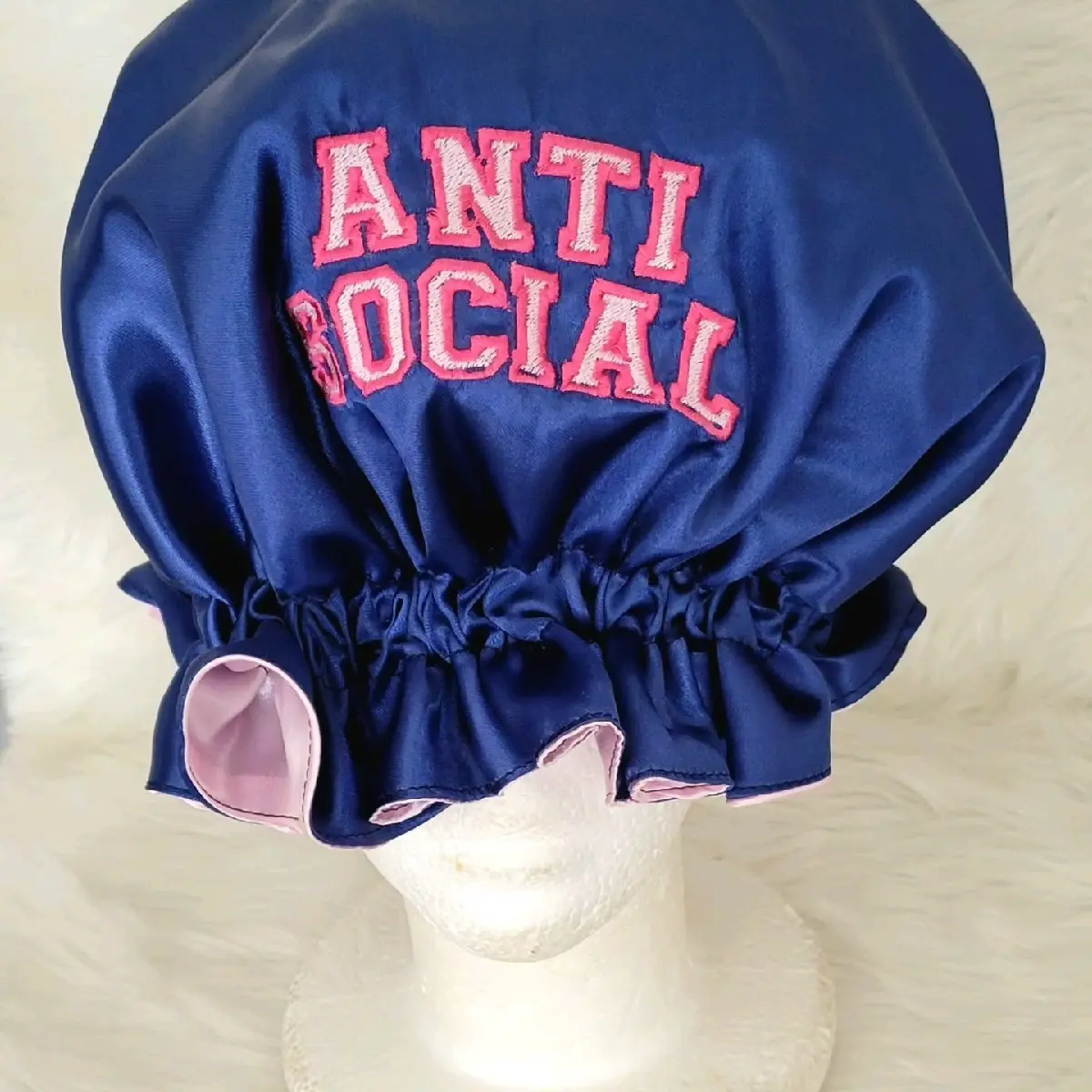 Handmade satin on satin reversible bonnet