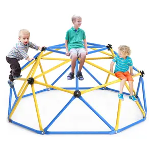 Bearbro 6FT/10FT Dome Climber, Jungle Gym for Kids 3-5 Year Outdoor Play Center, Supporting 600 lbs Rugged and Interesting Climbing Dome, Yellow and Blue