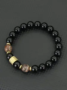 Men's 8mm Lava Stone Beaded Bracelet, Fashionable Jewelry for Party, Daily Clothing Decor, Trendy All-match & Exquisite Jewelry for Birthday Gift, Boho Style Bracelet