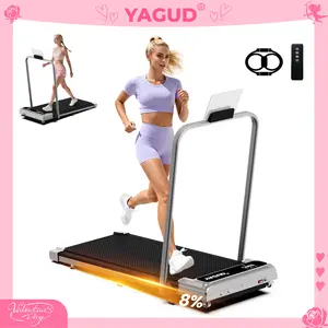 【Moonlight Silver】YAGUD Foldable Walking Pad, 265lbs Weight Capacity Spacious Belt Treadmill , Low-Noise Motor, Dual Shock Absorption, Remote Control, Wheels for Easy Moving