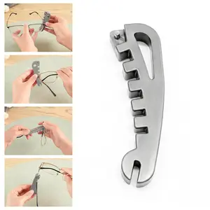 Eyeglass Frame Adjustment Tool,Upgraded Glasses Frame Bender for Temple Arms & Nose Pads Curvature,5-in-1 Optician Tools for DIY Glasses Repair & Tightening