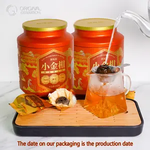BOGO Golden Tangerine Puer Tea Ball 2 Tins With Glass Pitcher With Filter And Mini Bamboo Tea Tray With Natural Sun Dried Tangerine Peel And High Quality Cooked Pu'er