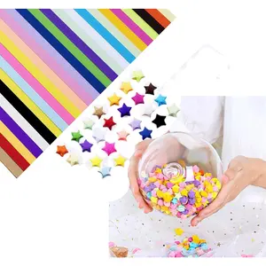 2700 sheets Origami Star Paper 27 Assortment Color Strips Double Sided Lucky Star Decoration Folding Paper for DIY Hand Art Crafts, School Teaching Supplies (27 colors - 2700sheets)