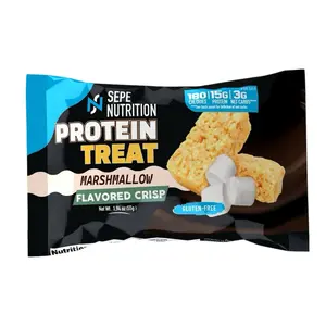 Sepe Nutrition Protein Treat - Marshmallow Flavored Crisp, 12 Count, Gluten Free, Keto Friendly, 15g Protein, 3g Net Carbs, 180 Calories