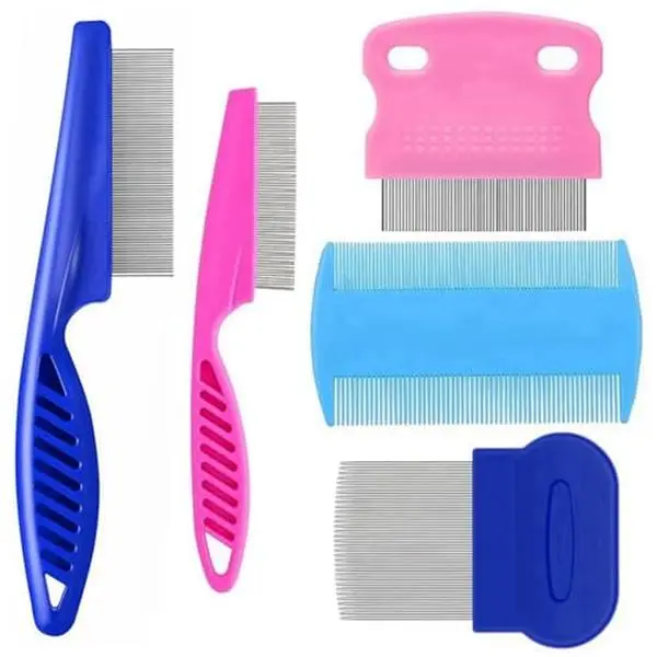 5-Pack Stainless Steel Pet Flea & Lice Comb for Small Dogs & Cats - Rounded Teeth, Double-Sided Design, Tear Removal Tool, Maintains Fur and Skin Health, Professional Grooming & Dematting Accessory