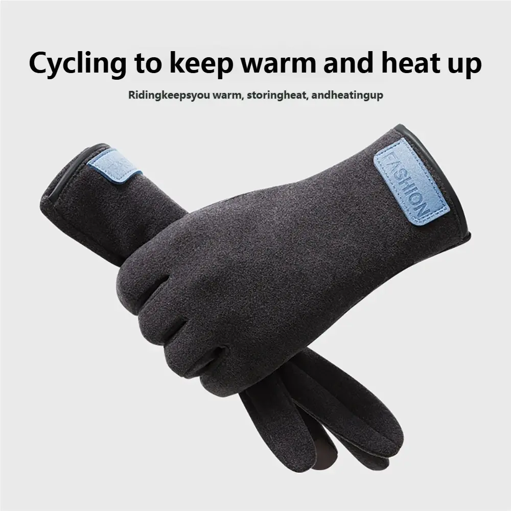 Men's Winter Cycling Gloves, Outdoor Warm Touchscreen Compatible, Soft Comfortable Windproof Fleece Lined, Thin Insulated Gloves