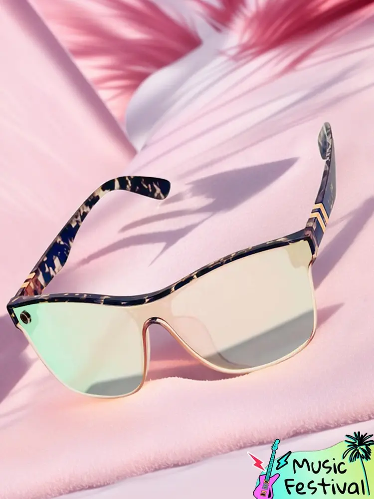 Tortoise Shell Pattern Flat Top Sunglasses for Women, Sun Protection Sunglasses for Men, Trends 2025 for Outdoor Activities Back To School Fall Streetwear Mascs