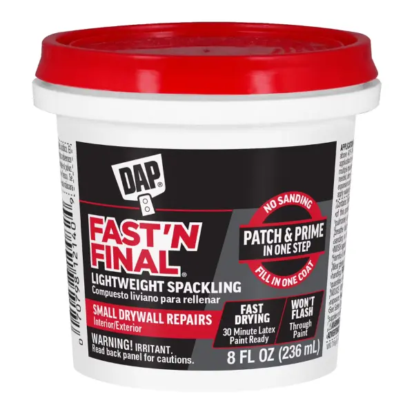 DAP Fast N Final 8 oz White Lightweight Spackling Plaster for Repairing Holes, Cracks, and Blemishes