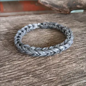 Gray and Silver Fishtail Loom Band Bracelet