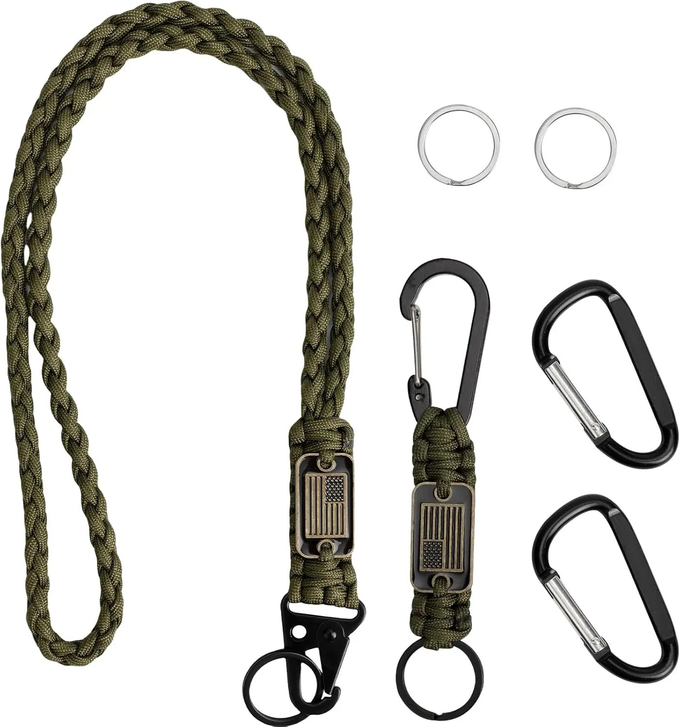 2 count Paracord Lanyard , 1* Long and 1*Short Heavy Duty Braided  Lanyard for Outdoor Activities