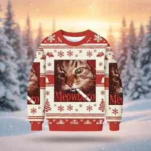 Funny Smokkin Cat Christmas Sweater, Meme Cat Ugly Holiday Jumper, Xmas Gift for Cat Lovers, Work Christmas Tee, Holiday Work, Office Christmas, Funny Ugly Sweater, Work Party Gifts