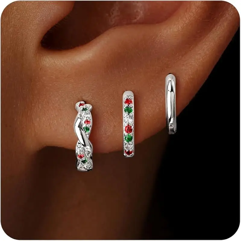 Silver-Christmas Twisted Hoop