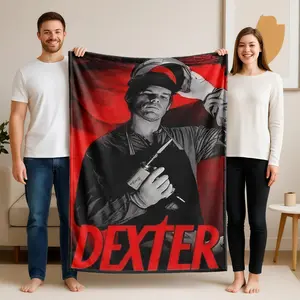 1 piece Dexter Morgan themed flannel blanket - Super soft fluffy flannel sofa blanket, suitable for beds and sofas, all-season use, modern geometric pattern design, digital printing, 100% polyester material, machine washable, suitable for home and