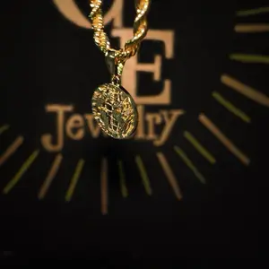 Gold Plated Small Size The World Is Yours Pendant with 24 Inch Rope Chain for Men - Ideal for Everyday Wear