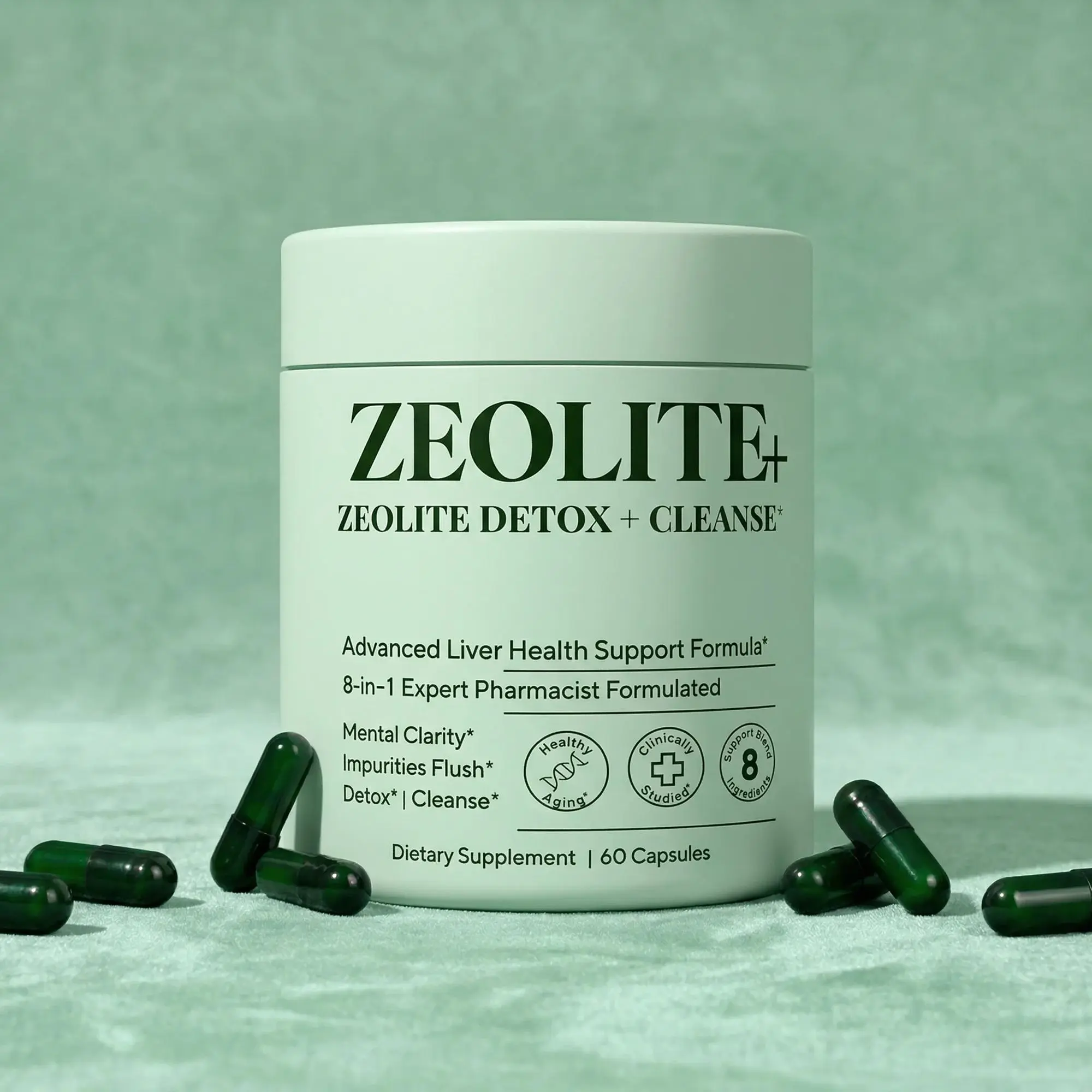 ZEOLITE+ 8-in-1 Detox Cleanse Daily Nutrition Supplement Dietary Supplement Capsules Natural