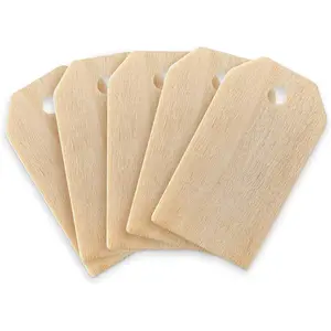 Super Z Outlet 50 Pack Unfinished Natural Wood Rectangle Blank Pieces Wooden Tags Slices for Arts & Crafts, Painting DIY Decorations, Embellish, Burning & Staining (2 1/4" X 1 1/4" Tag)
