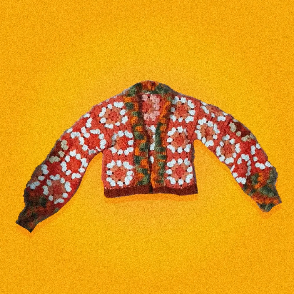 Granny Square Crochet Cardigan - Colorful Floral Patterned Knitwear for Stylish Wear