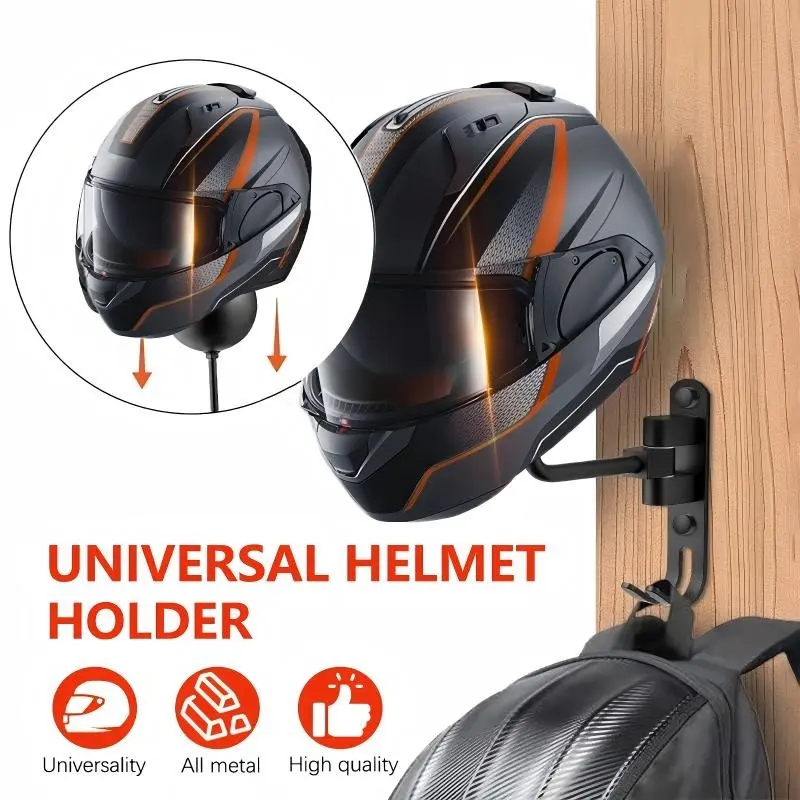 Motorcycle Helmet Rack Wall Mount Metal Hat Bike Helmet Holder Double Hook Display Helmet Hanger Stand Motorcycle Accessories