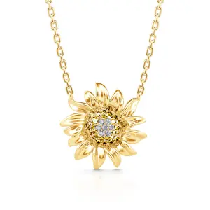 Jeulia "Sunshine" Sunflower Sterling Silver Necklace