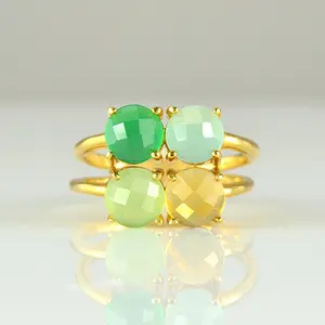 Personalized Stacking Mother's Ring with Four Birthstones