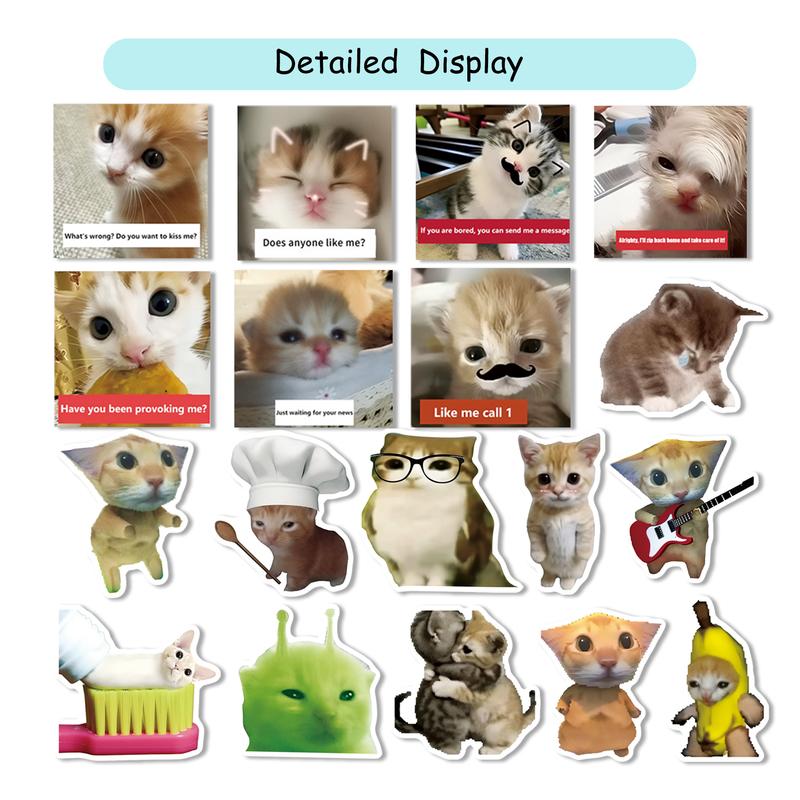 Cute Stickers 50 Pcs Cat Meme Kawaii Vinyl Sticker Shopping Scrapbooking Decals Waterproof Easy Re-Use for Water Bottle Laptop Phone Gifts for Child Friends Lovers Stickers for messages