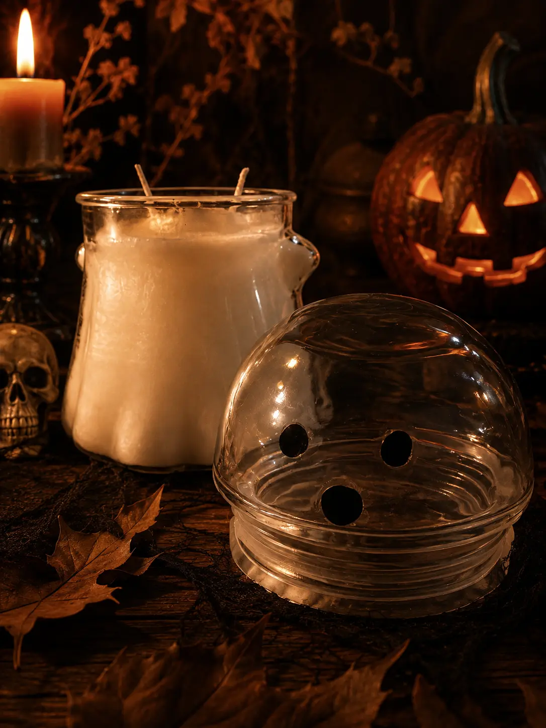 Ghost Glass Candle | Strong Scented Halloween Candle | Reusable Ghost Jar