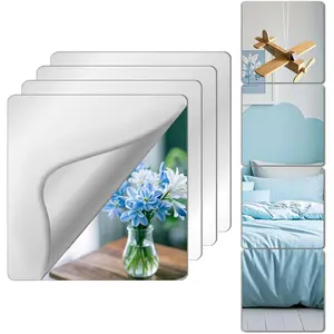 Unbreakable full body mirror tiles 4pcs 12x12 stick on mirrors for wall toddlers mirror full length for kids bedroom plastic gym frameless door mirrors wall decor