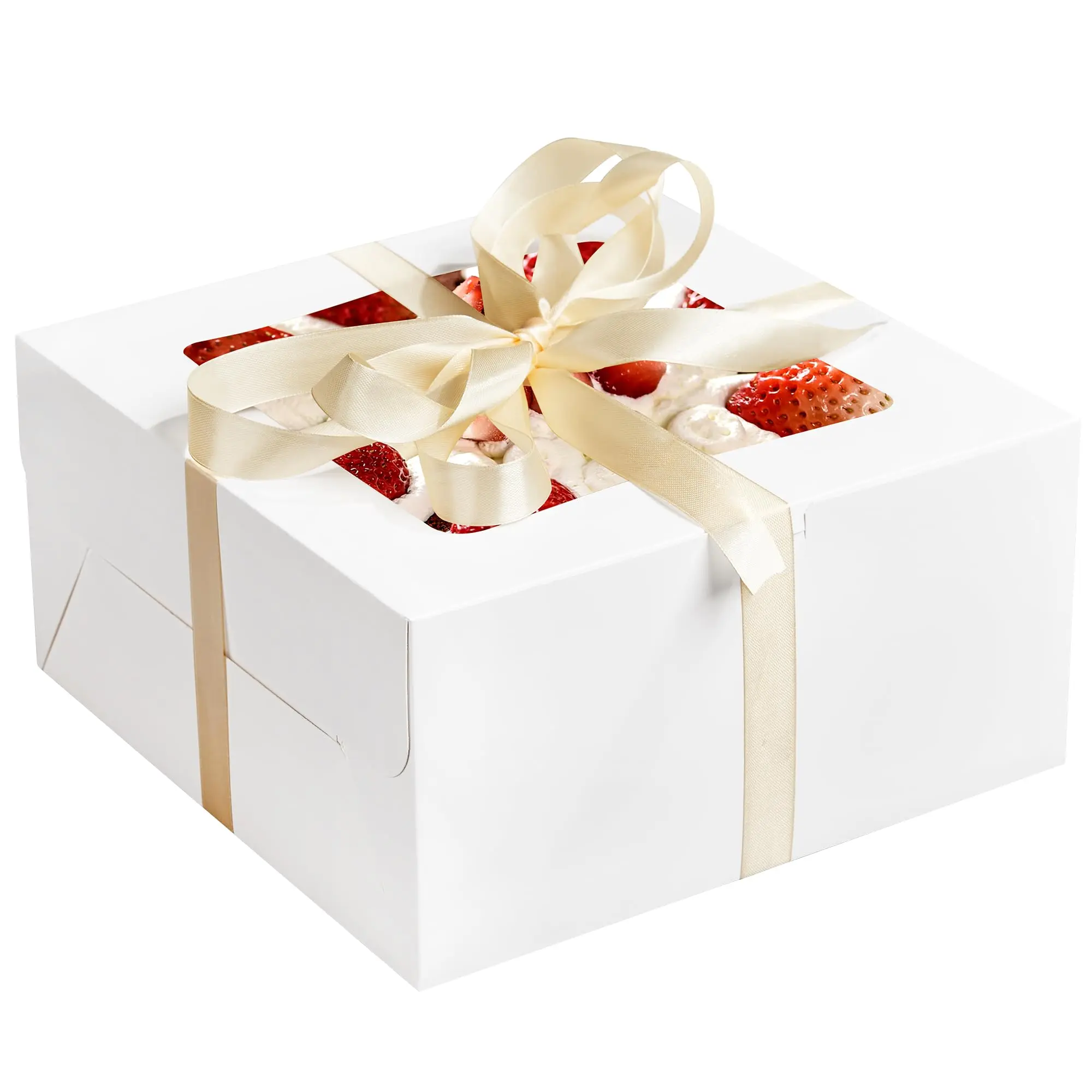 24pcs Cake Boxes with Window, White Bakery Boxes, Cookie Dessert Boxes, Pastry Box, Square Cardboard Cake Box for Cake, Birthday Party, Donuts, Wedding