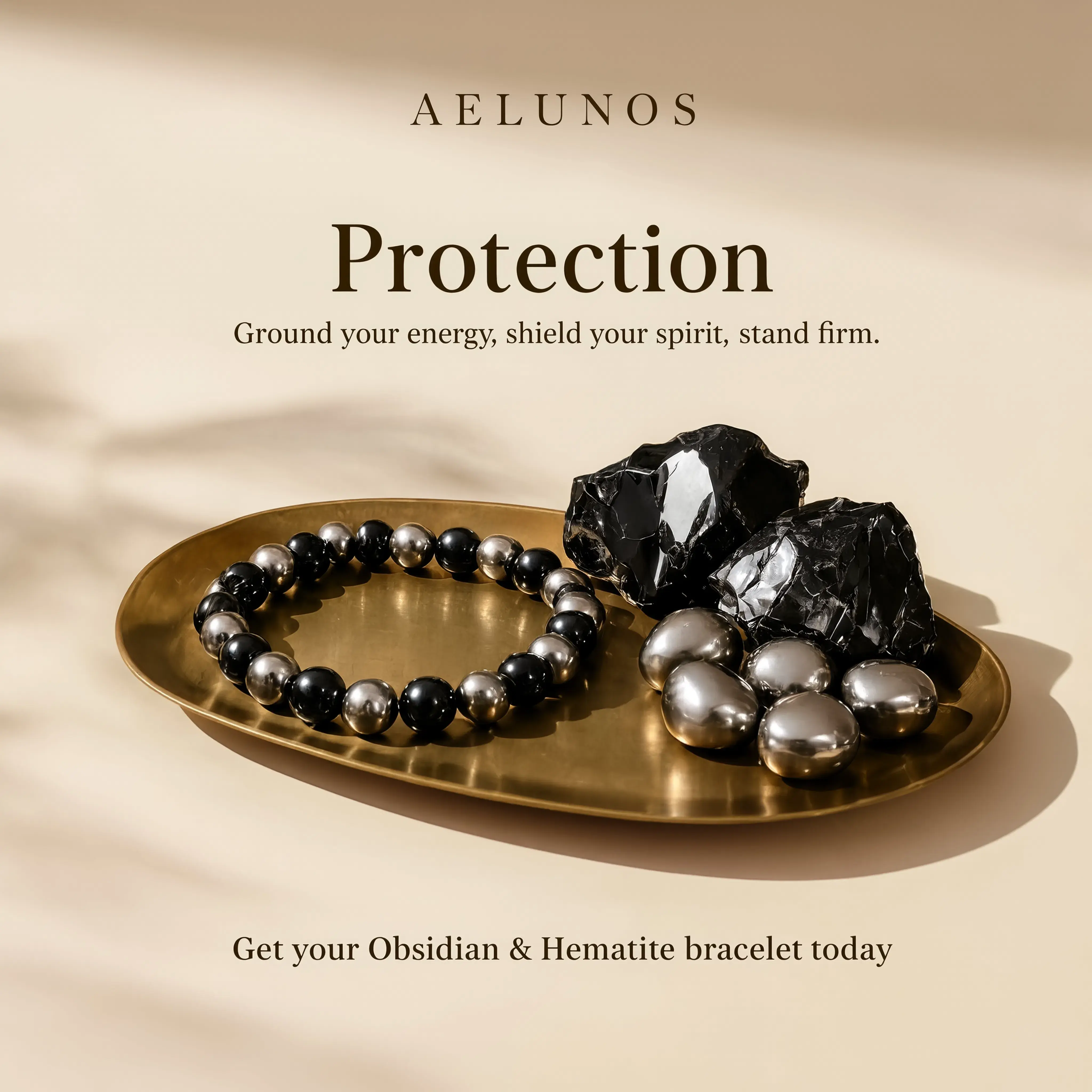 AELUNOS Protection Crystal Bracelet with Blue  Fire Agate or Obsidian and Hematite, 8 mm Unisex Beads for Clarity, Focus and Grounding Energy, Spiritual Jewelry for Meditation and Daily Wear, Gift for Her or Him, Available in 2 Styles