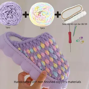 Cloud Sole Ice Line Slippers DIY Material, Handmade Knitted Indoor Home Use, Fall Winter Non-Finished, Perfect Holiday Gift