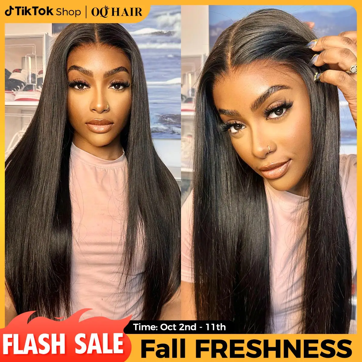 [NEW IN] OQ HAIR Wear And Go Glueless Wigs Bleached Tiny Knots Pre Cut 7x5 HD Lace Straight Lace Front Human Hair Wigs #FallFreshness