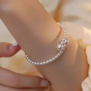 Elegant Double Pearl Stretch Bracelet - Dainty Beaded Pearl Bangle for Women