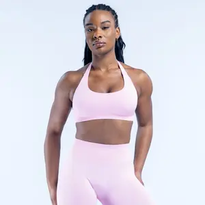 DFYNE Impact Sports Bra - Seamless Halter Neck Yoga Bra with Open Back Design for Enhanced Support & Comfort - sports bra - Medium Support for Gym & Yoga Workout Bra Yoga Gym Activewear