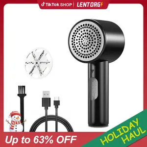 Dealsforyoudays-Lentorgi Fabric Shaver, Lint Remover Rechargeable, Electric Portable Sweater Defuzzer with 3 Speeds, 6 Leaf Blades, Digital LED Display to Remove Pilling for Clothes, Furniture, Sweater, Couch, Blanket