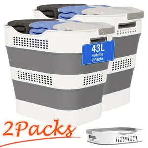 43L/11.5 Gallon Collapsible Laundry Basket with Pop-Up Mechanism & Sturdy