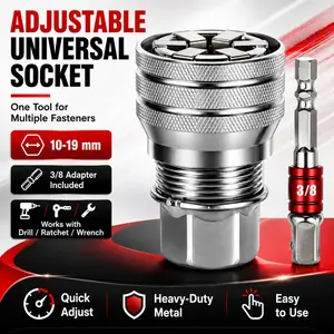Multi-Function Universal Socket Wrench Tool – One-Size-Fits-All Grip for Metric & Standard Nuts/Bolts – Works with 3/8" Drive Ratchet, Torque Wrench & Power Drill – Random Color Connecting Rod – Essential Hand Tool for Home Repair