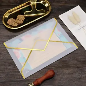 Modern Simple Envelope, 10pcs/pack Gold Edge Envelope, Business Gatherings Wedding Invitation Envelope, Office Stationery & Supplies