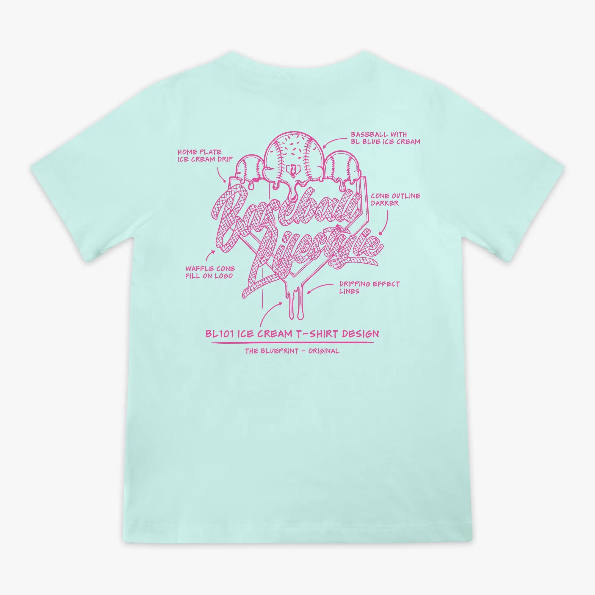 OG Ice Cream Design Youth Tee - Light Blue