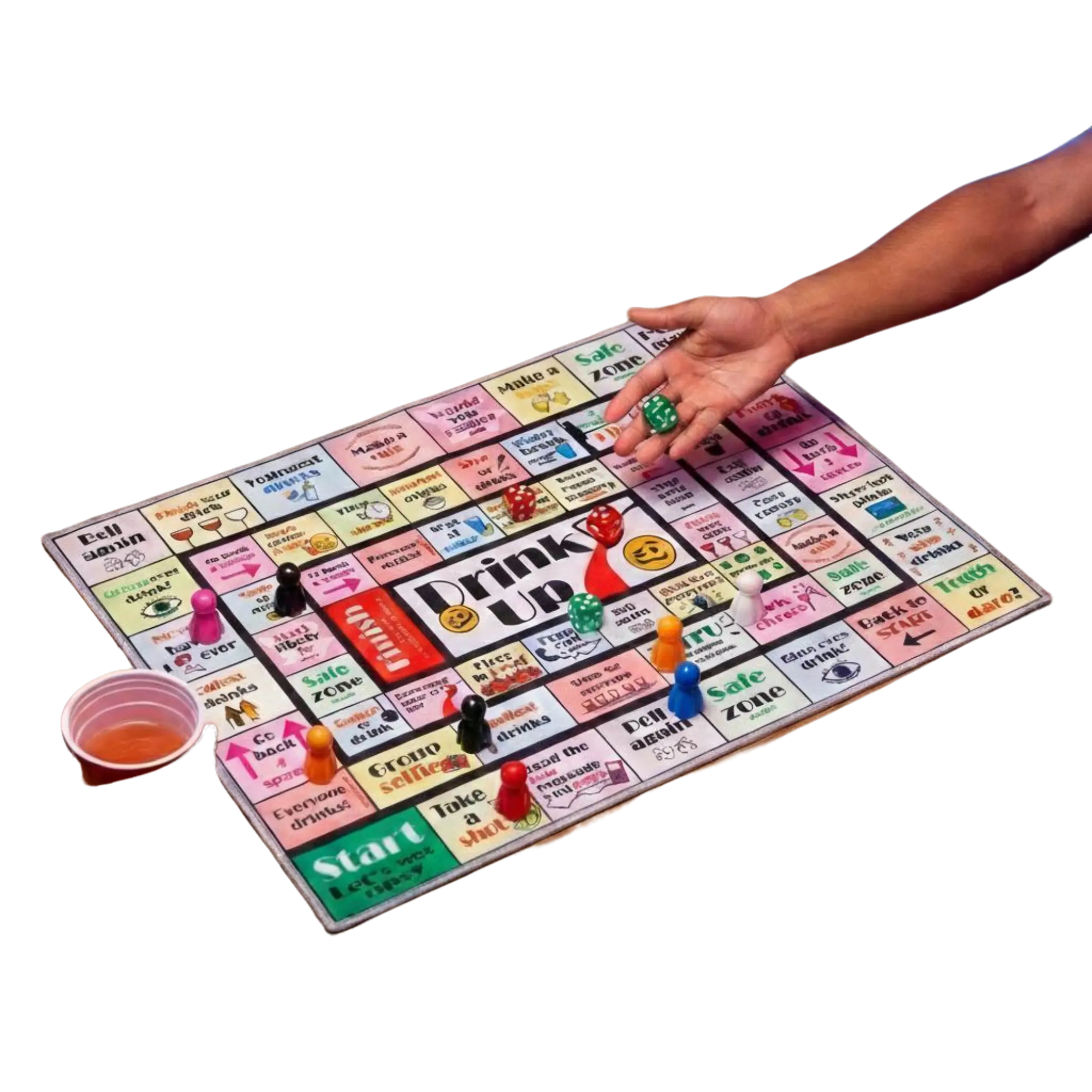 Flying Chess Drinking Board Game for Adults - Waterproof Rubber Mat, 21+ Essential with 8 Pieces & Dice, Screen Time Alternative, Bachelorette Night Interactive Party Activity, Board Games, 21+ Party Game, Waterproof Play